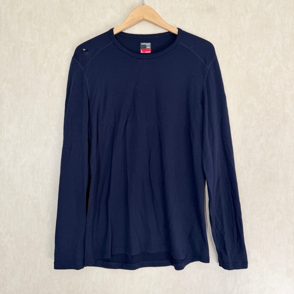 FLAW Icebreaker Men’s Merino 260 Longsleeve Shirt Base Layer in Navy L